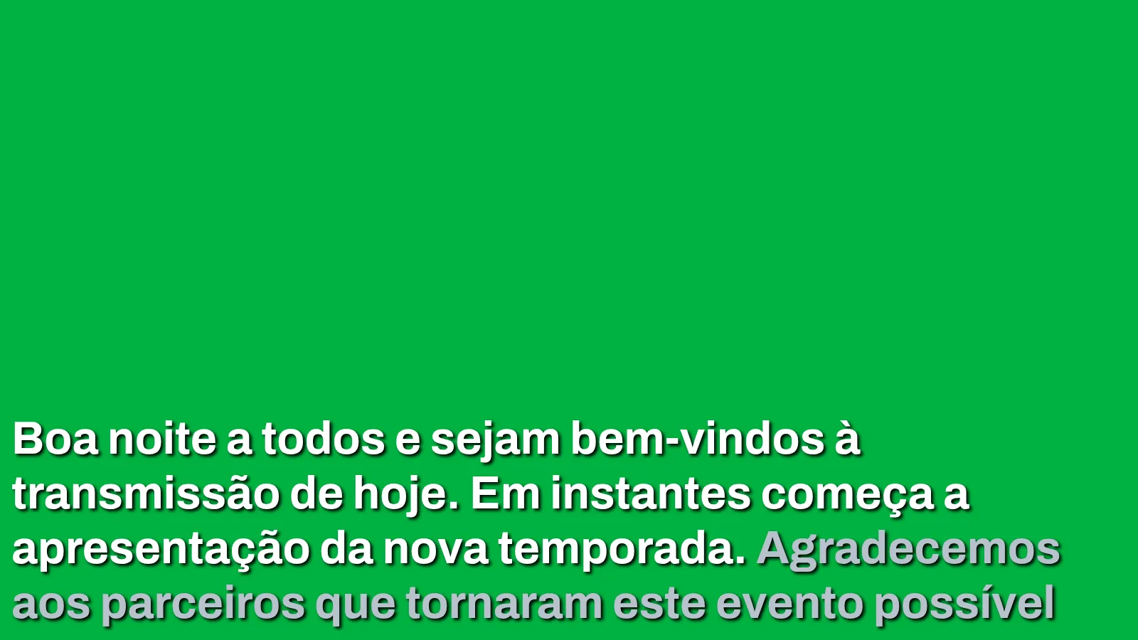 Caption window with a solid green background, ready for chroma key